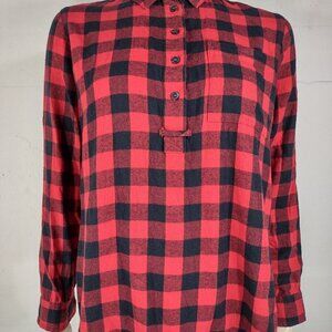 Madewell black red buffalo plaid Cotton button up flannel shirt ladies Medium